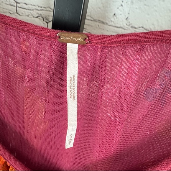 Free People Wildflower Honey Mesh Floral Ruffle Top Size Small - Picture 3 of 7